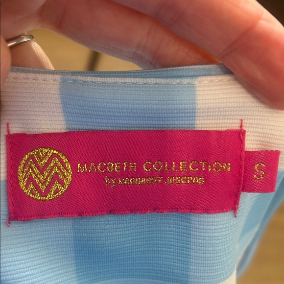 Macbeth Collection by Margaret Josephs Blue and White Checkered Mini Dress - Picture 6 of 9